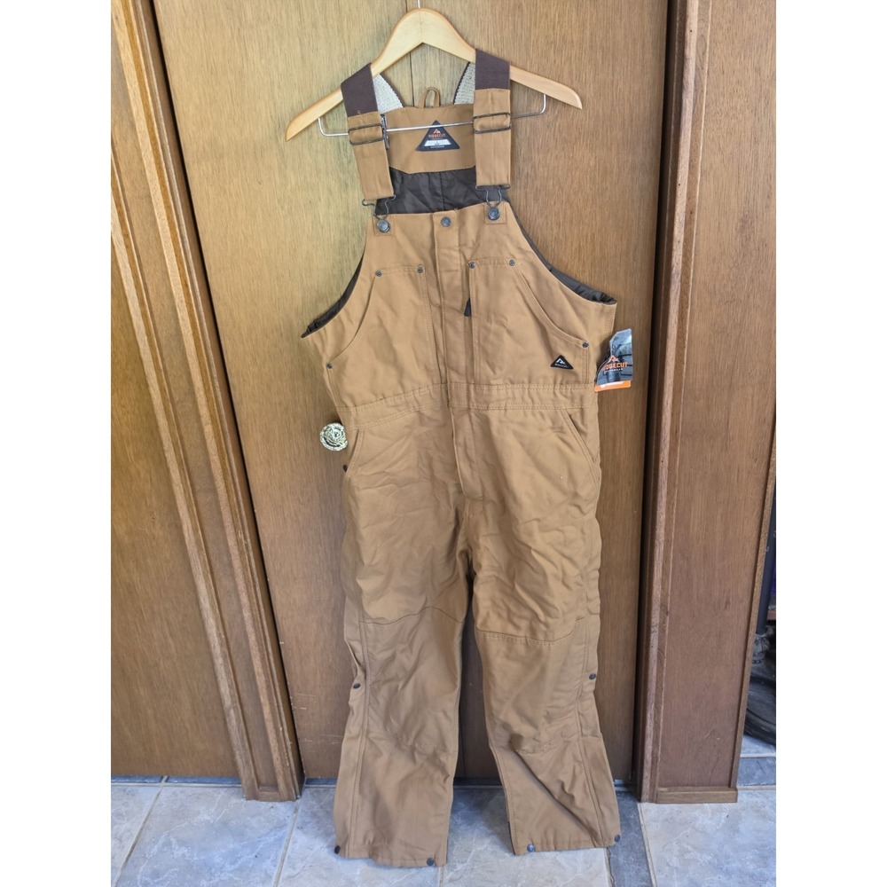 Ridgecut Toughwear Insulated‎ Bib Overalls Size LARGE Short, Brown